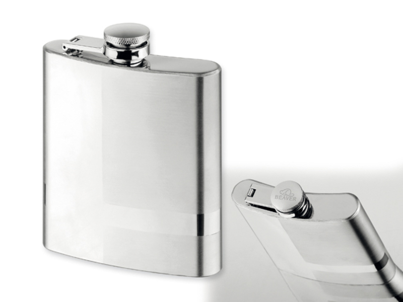 FOREST stainless steel hip flask in paper gift box, 170 ml, BEAVER, Silver