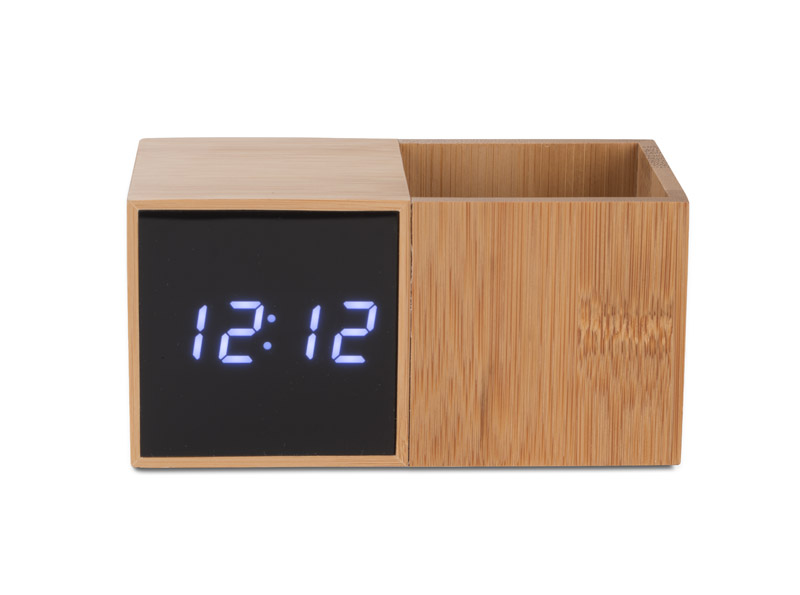 Desk clock with organizer BAMBOO