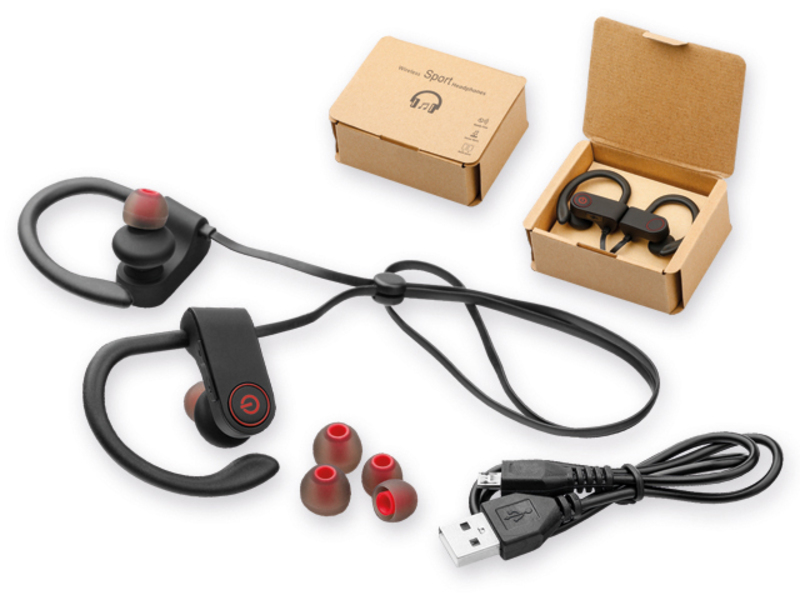 BASS plastic rubberized bluetooth audio headphones in gift box, Black