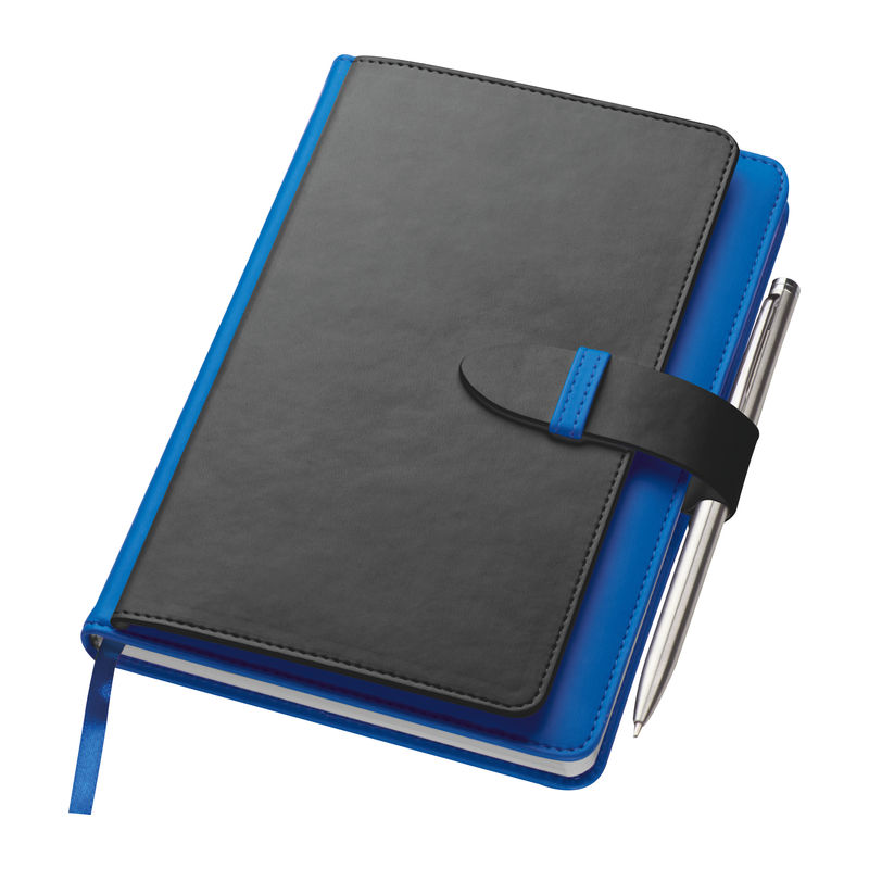 Notebook with business card compartments