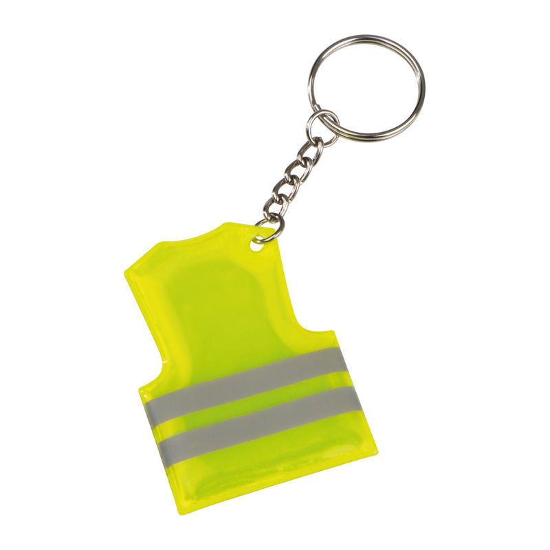 Key fob in the shape of a safety vest