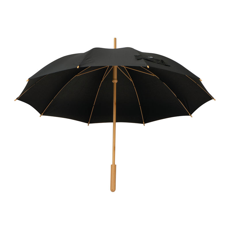 RPET stick umbrella with bamboo handle