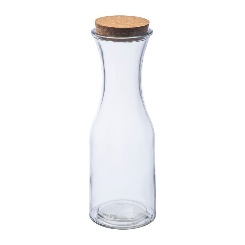 Glass carafe with cork lid