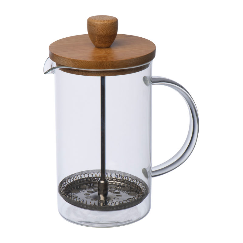 Glass coffee or tea maker with a bamboo lid