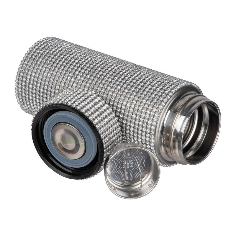 Small stainless steel drinking bottle with rhinest