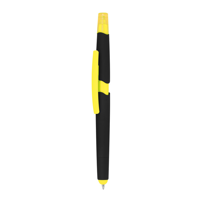 Plastic ballpen with highlighter and touch functio