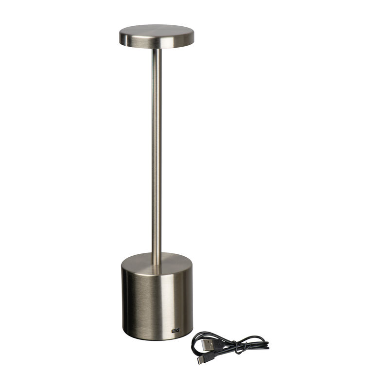 Stainless steel table lamp with batteries