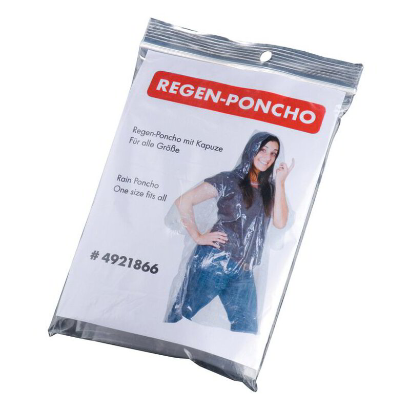 Rain poncho in plastic cover
