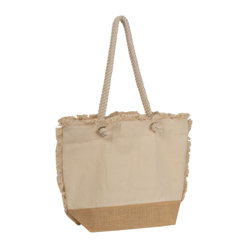 Oeko-Tex ® natural beach bag with jute bottom 