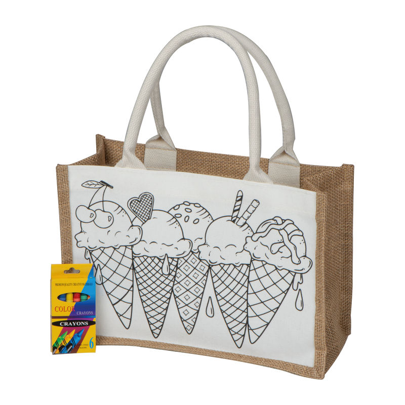 Jute cotton bag for colouring in