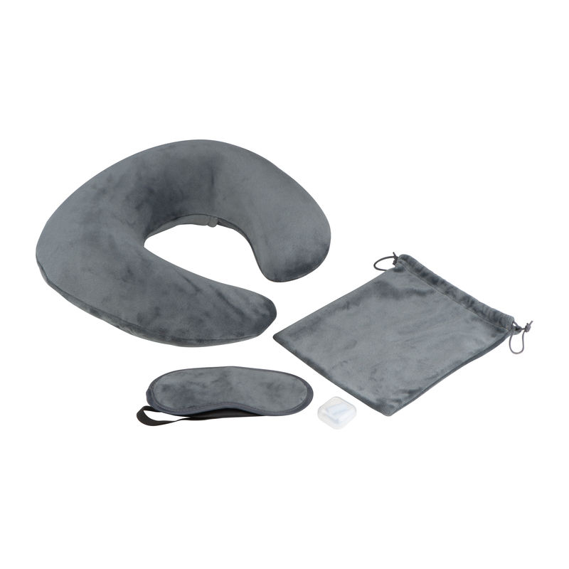 Travel set with neck pillow, sleep mask and bag