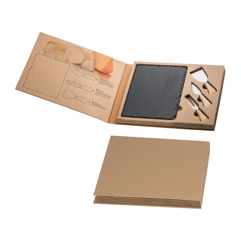 Cheese set with slate cutting board