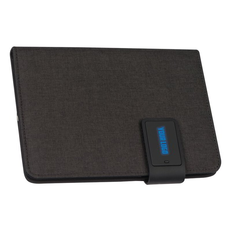 DIN A5 notebook with LED light and powerbank