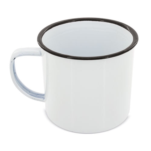 enameled metal cup with edge 