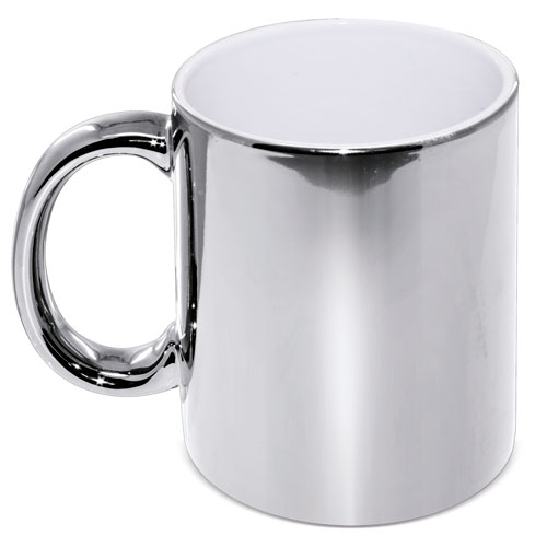 METALIC CERAMIC MUG SILVER