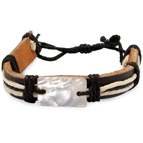 NACRE/LEATHER BRACELET