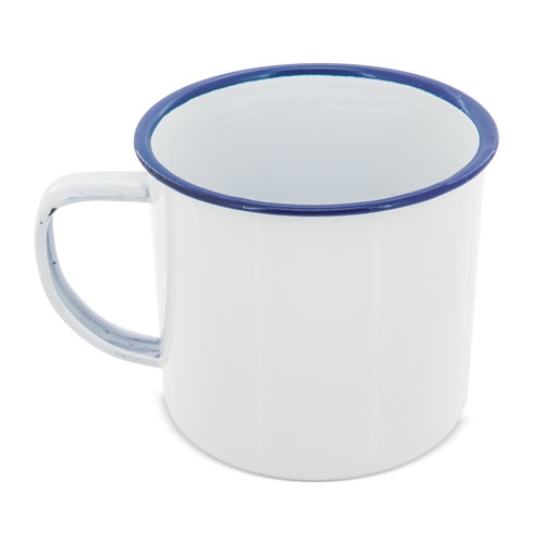 Enameled metal cup with edge 