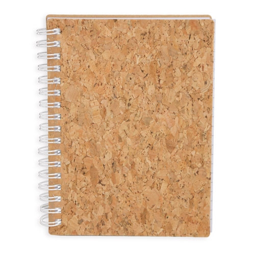 NATURAL CORK SPIRAL NOTES BLOCK. 50 SHEETS.