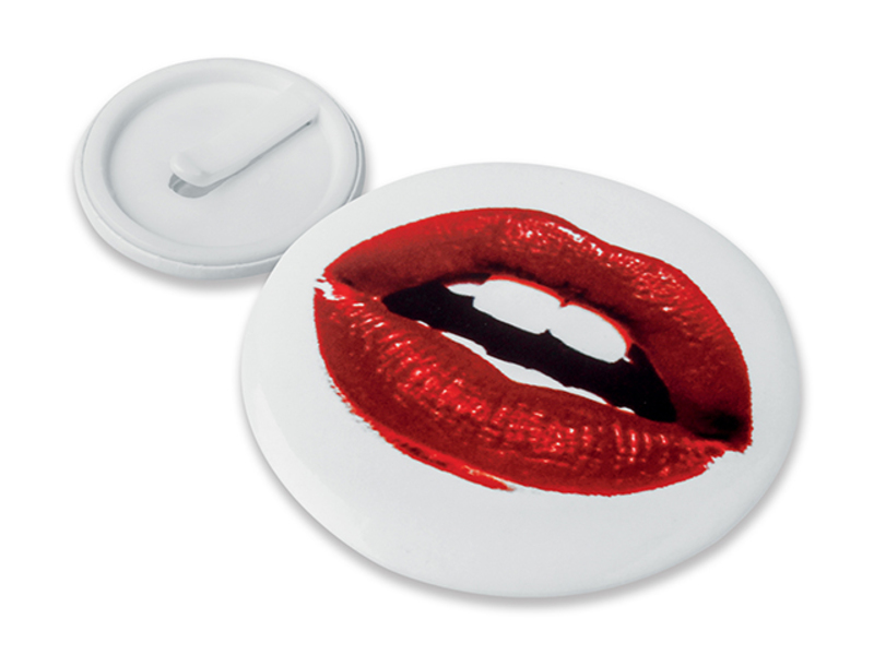 BUTTON VII metal/plastic button with clip, 44 mm, White
