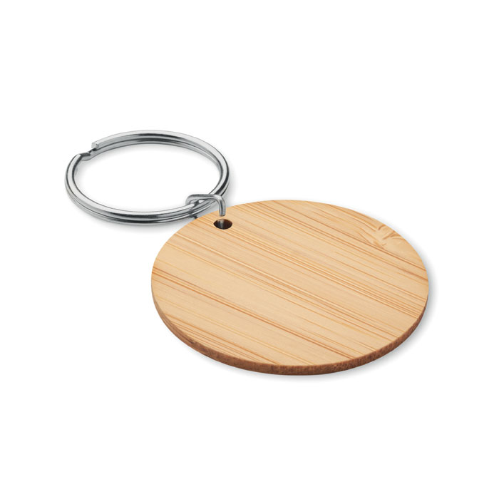 Round bamboo key ring