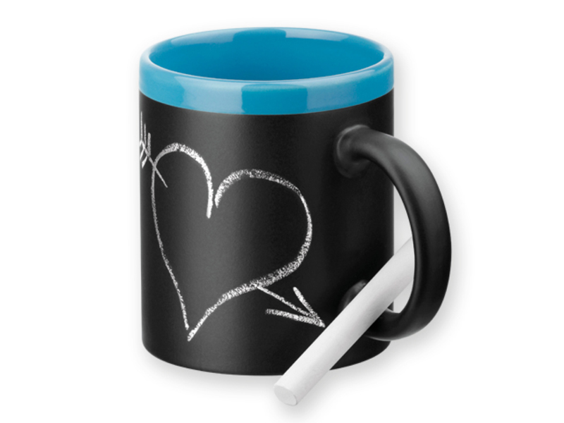 CHALKIE ceramic mug with chalk, 330 ml, Light blue