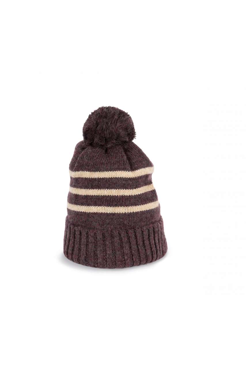 KNITTED STRIPED BEANIE IN RECYCLED YARN