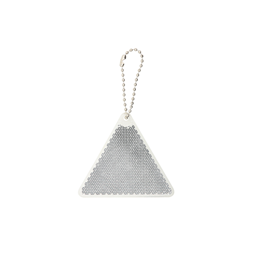 WHITE PVC REFLECTIVE KEYRING SNAPY TRIANGLE