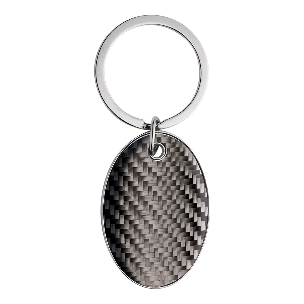 BLACK METAL/CARBON-FIBER KEYRING PERNEK OVAL