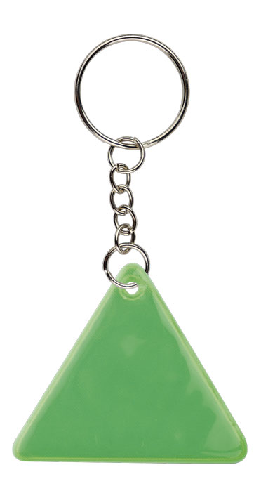 GREEN REFLECTIVE TRIANGULAR KERYRING FRIZY