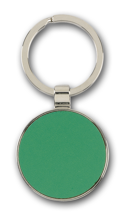 GREEN METAL-LEATHER IMITATION KEY RING TRAFFIC