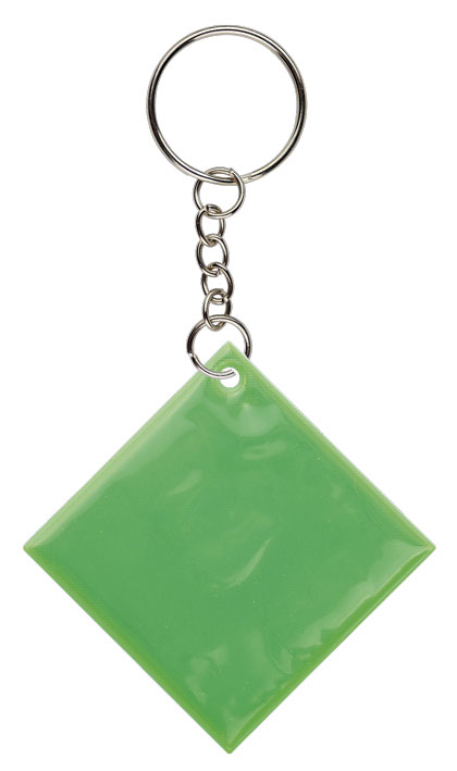 GREEN REFLECTIVE SQUARE KERYRING FRIZY