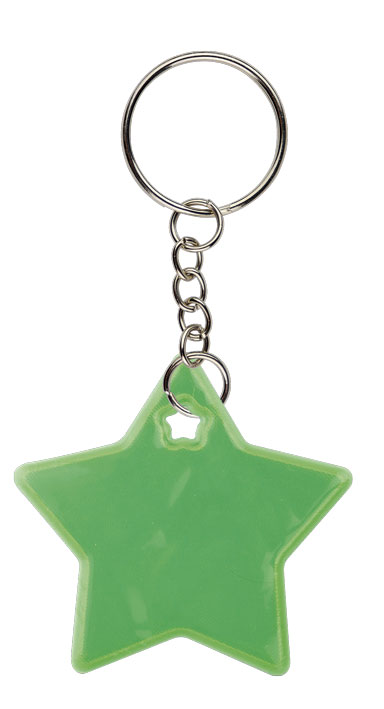 GREEN REFLECTIVE STAR KERYRING FRIZY