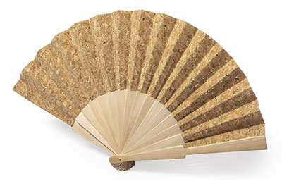 WOOD/NATURAL CORK HAND FAN KASOL