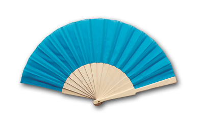 BLUE WOODEN HAND FAN LOVE