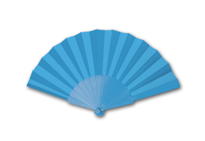 LIGHT BLUE PLASTIC HAND FAN FANNY