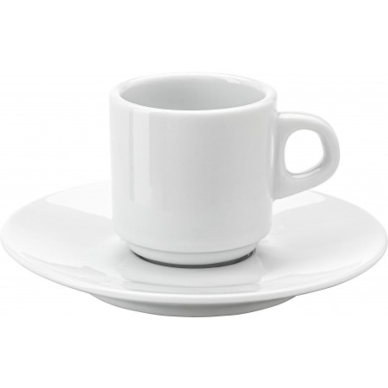 Stackable porcelain cup and saucer (70 ml)