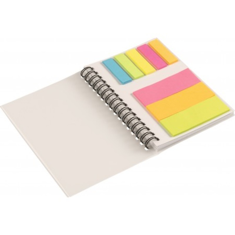 Wire bound notebook with sticky notes