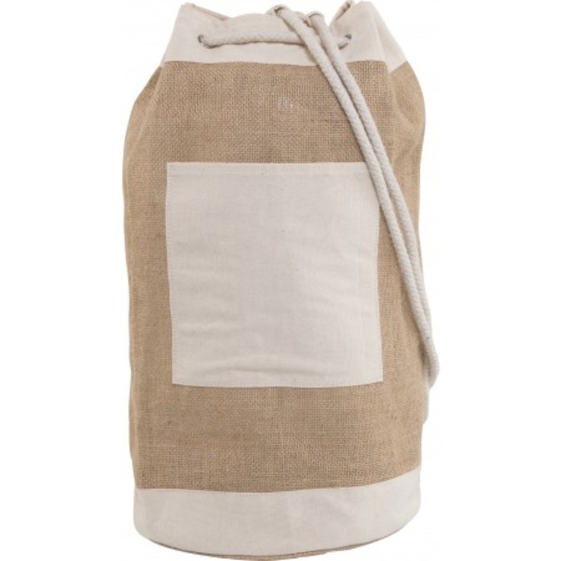 Jute duffel bag with metal eyelets
