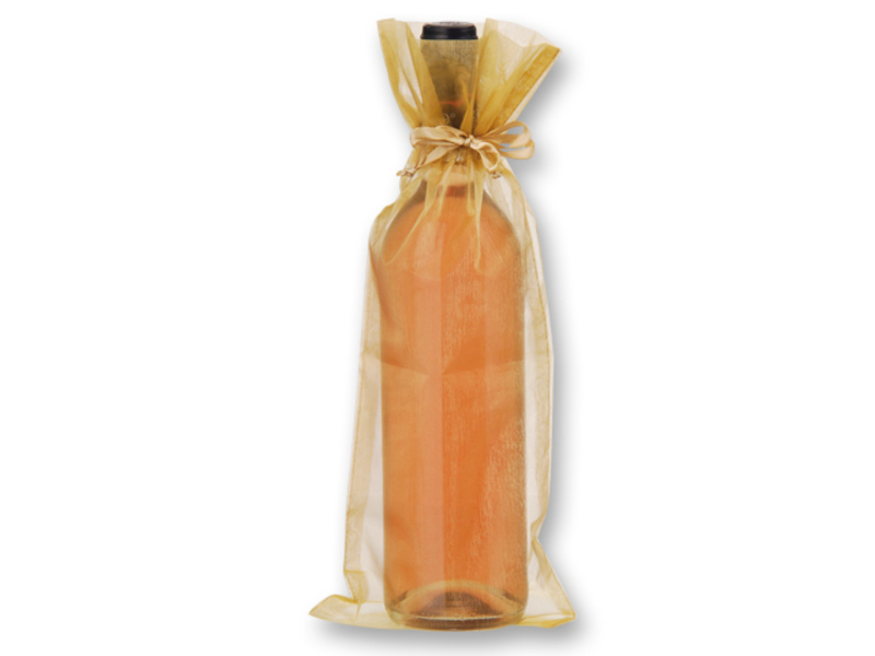 ORGANZA wine bag, Satin gold