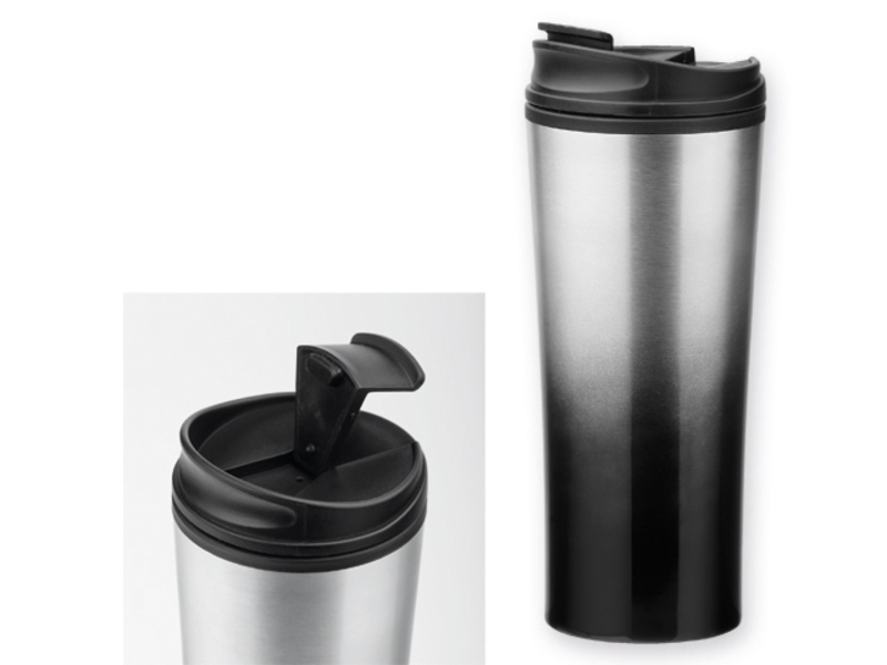 IGOR double wall thermomug made of stainless steel and plastic, 470 ml, Black
