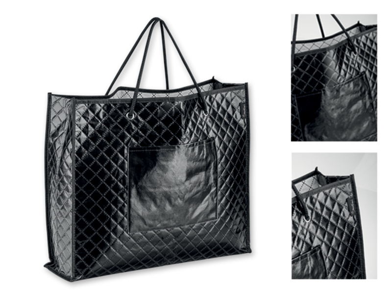 KARISSA laminated shopping bag from non-woven textile, 150 g/m2., Black
