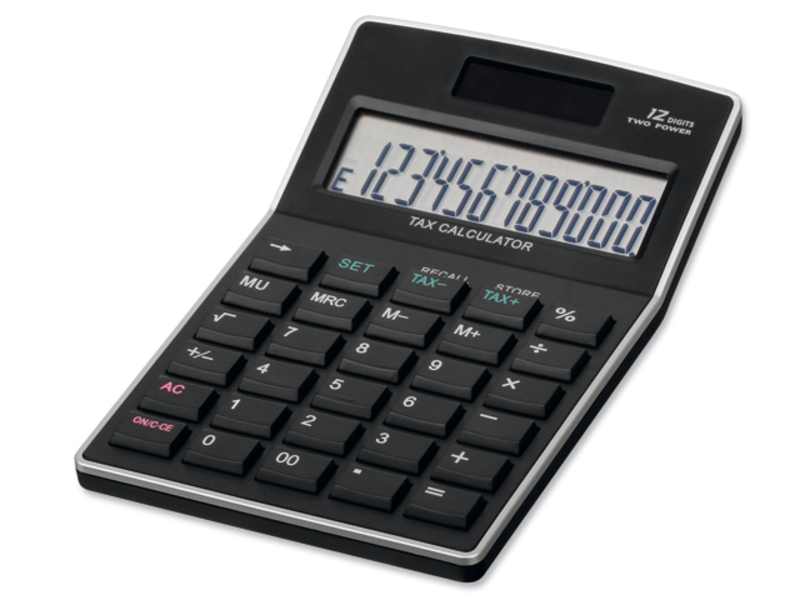 KALEB dual calculator with 12 dial display, Black