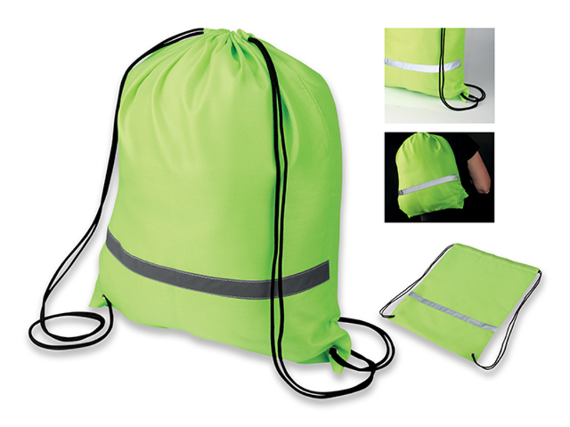 SAFER polyester bag with reflective strap, 210D, Hexachrome green
