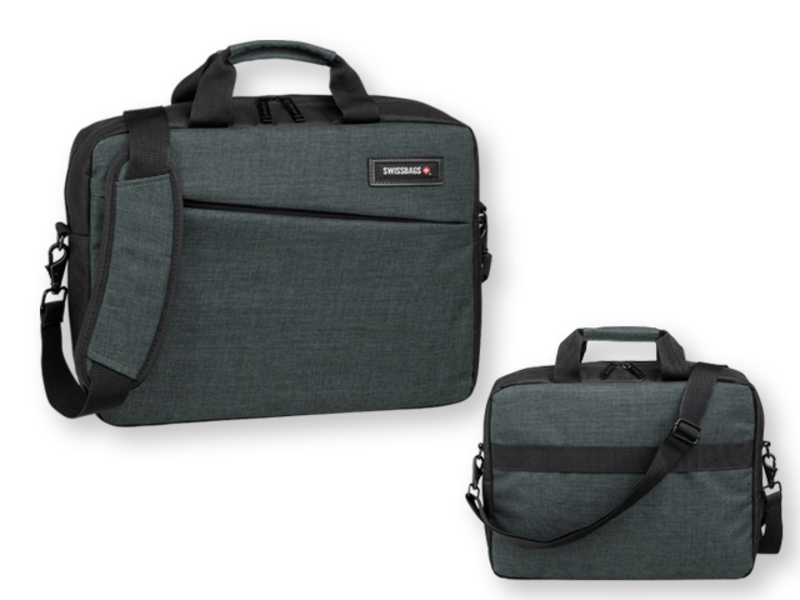 VINCENZO polyester laptop bag, 600D, SWISSBAGS, Heather grey