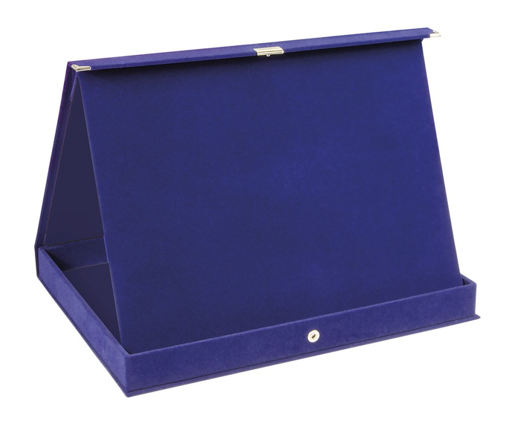 BLUE VELVET PLAQUE BOX 26x21 cm
