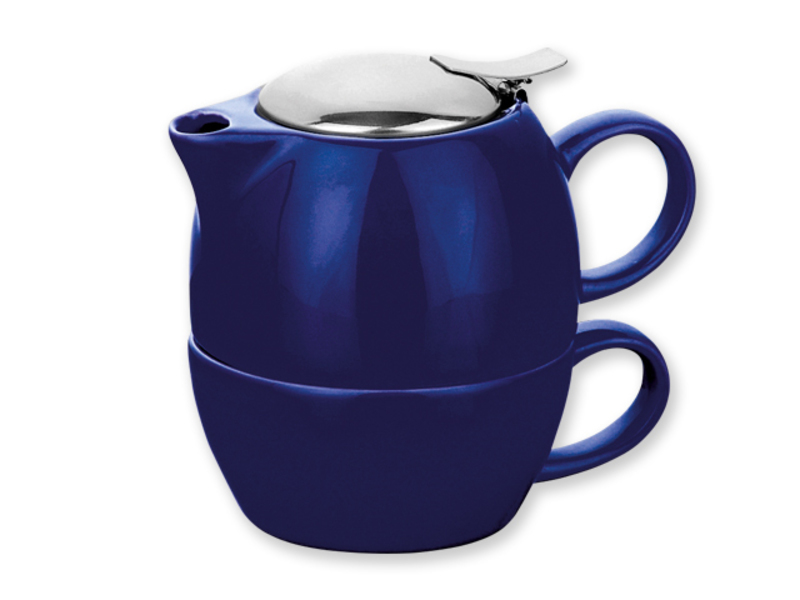 COLE tea set 2 in 1: pot and mug 200 ml, Blue