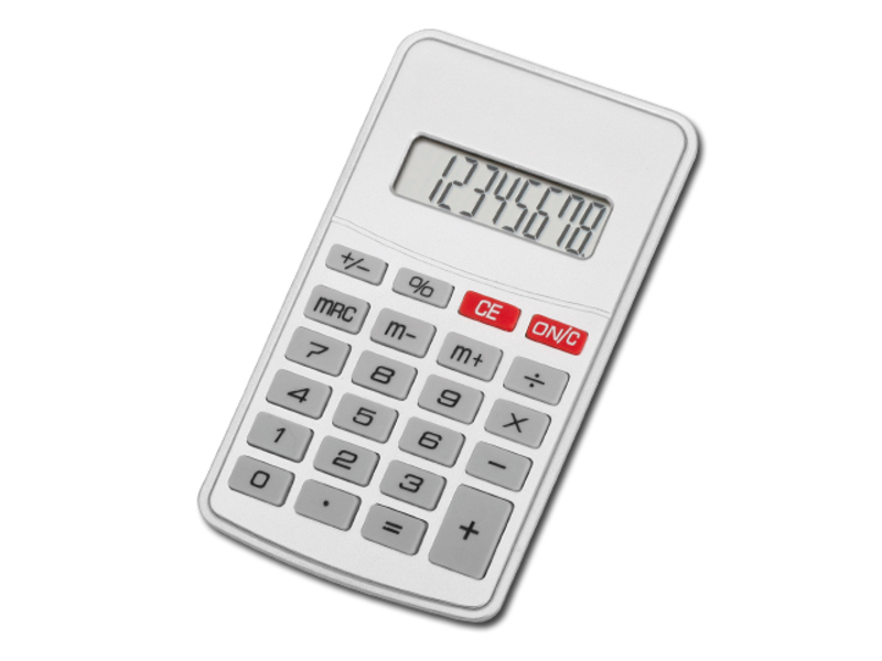 JASPER calculator with 8 dial display, Satin silver
