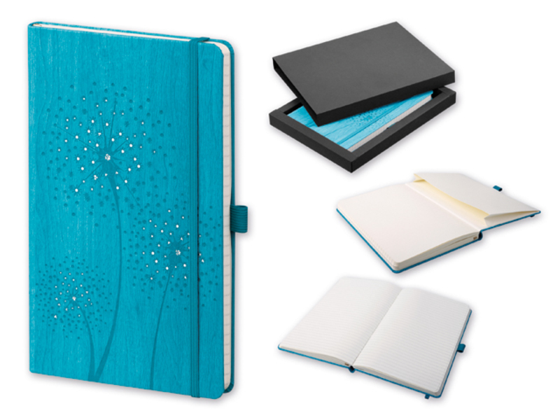 DANDELION notebook with elastic band, 130x210 mm, Turquoise