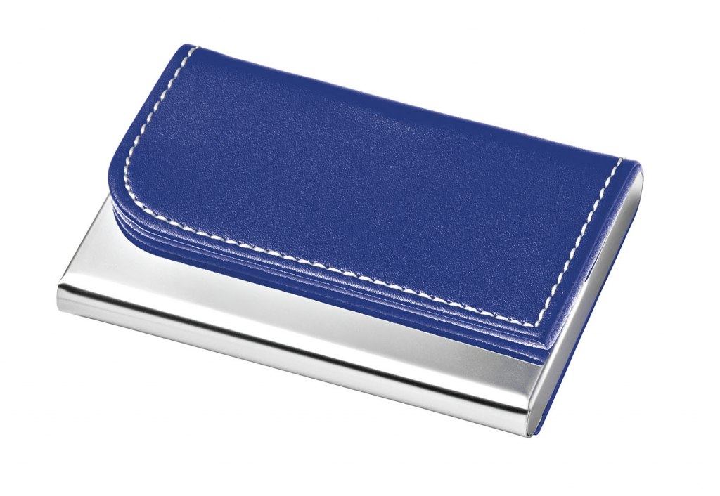 NAMECARD HOLDER METAL - PU BLUE
