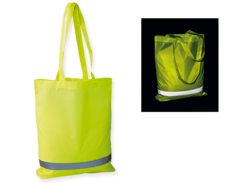 FINNO polyester shopping bag with reflective strap, 210D, Hexachrome yellow